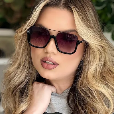 Women Fashion Casual Retro Large-Frame Blue Light Blocking Sunglasses