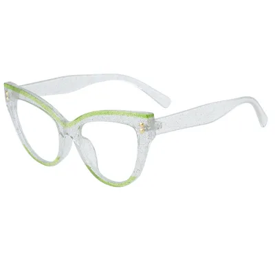 Women Fashion Casual Cat Eye Rivet Contrast Color Blue Light Blocking Sunglasses