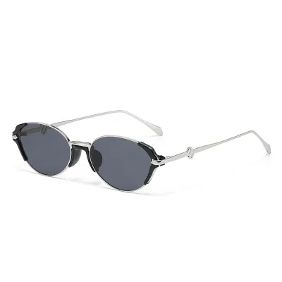 Women Fashion Casual Retro Oval Frame Blue Light Blocking Sunglasses