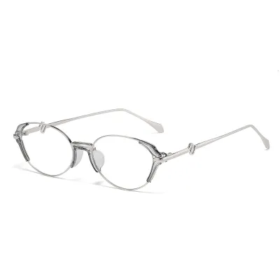 Women Fashion Casual Retro Oval Frame Blue Light Blocking Sunglasses