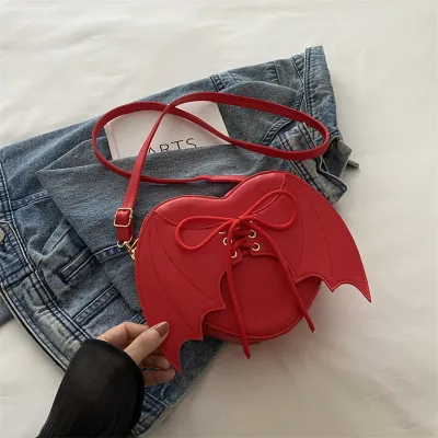 Women Fashion Creative Solid Color Wings Lace-Up Crossbody Bag