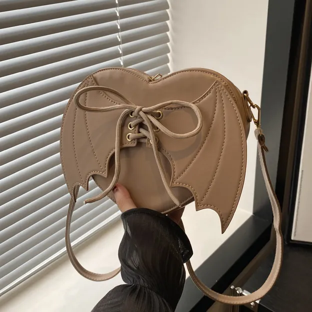 Women Fashion Creative Solid Color Wings Lace-Up Crossbody Bag