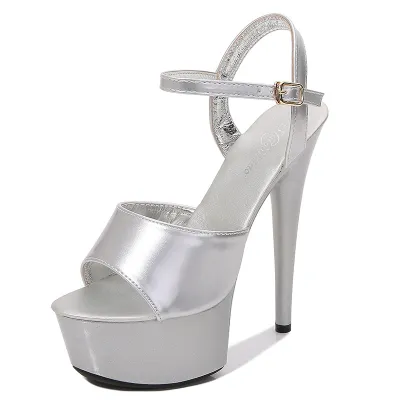 Custom Nightclub Pole Dance Summer Women Sexy 15cm High Heeled Platform Sandals