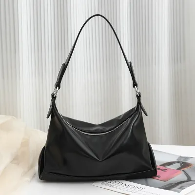 Women Fashion Casual Simple Solid Color PU Soft Leather Large Capacity Shoulder Bag