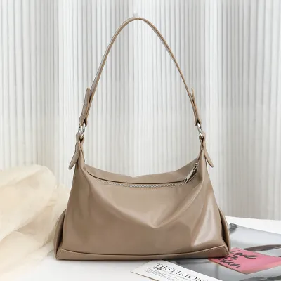 Women Fashion Casual Simple Solid Color PU Soft Leather Large Capacity Shoulder Bag