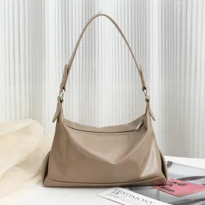 Women Fashion Casual Simple Solid Color PU Soft Leather Large Capacity Shoulder Bag