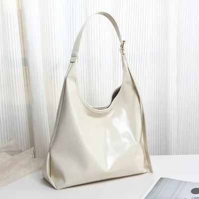Women Fashion Casual Simple Solid Color Soft PU Leather Large Capacity Shoulder Bag Tote