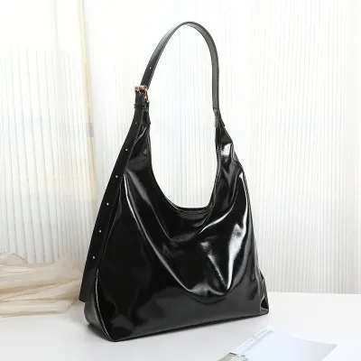 Women Fashion Casual Simple Solid Color Soft PU Leather Large Capacity Shoulder Bag Tote