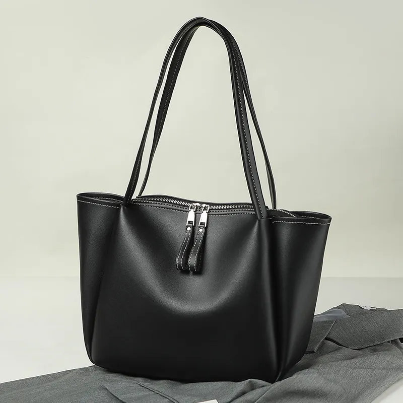 Women's Simple PU Large Capacity Tote Bag Shoulder Bags