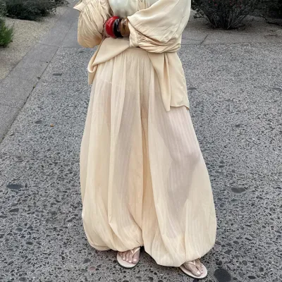 Women Fashion Casual Summer Solid Color Loose Bubble Pants