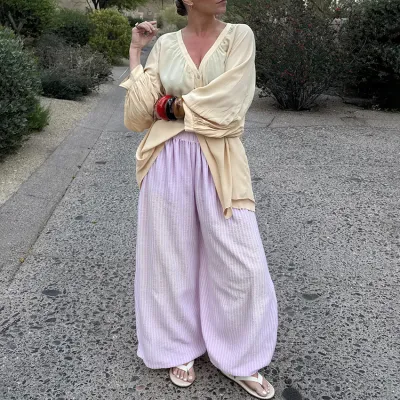 Women Fashion Casual Summer Solid Color Loose Bubble Pants