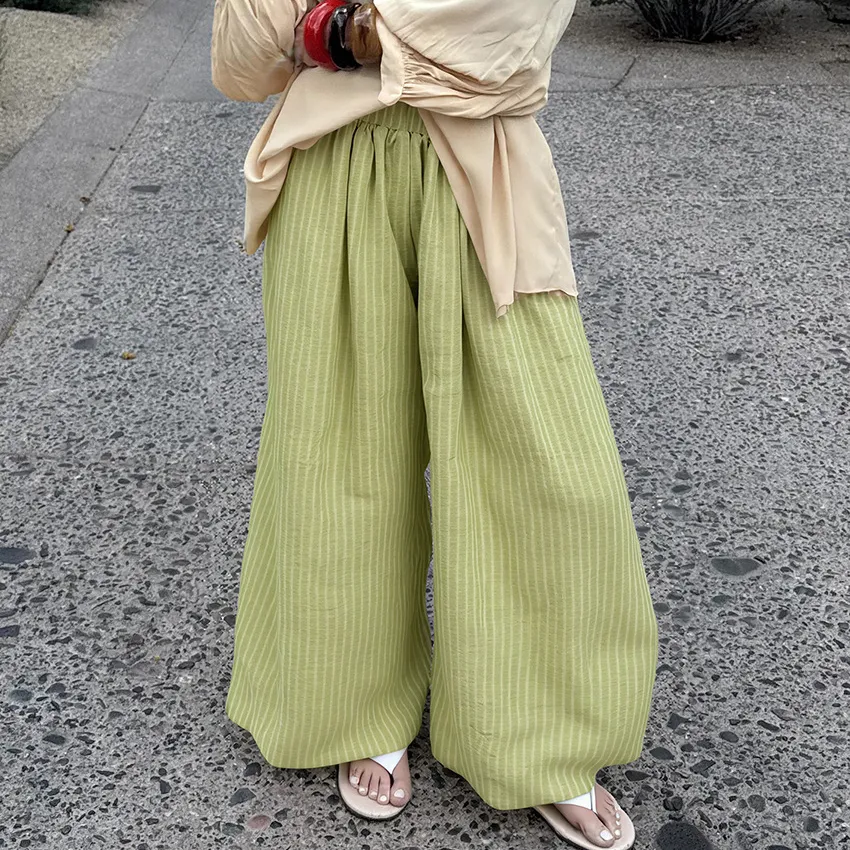Women Fashion Casual Summer Solid Color Loose Bubble Pants
