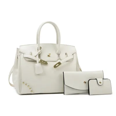 Women Fashion Casual Solid Color Handbag Three-Piece Bag Set