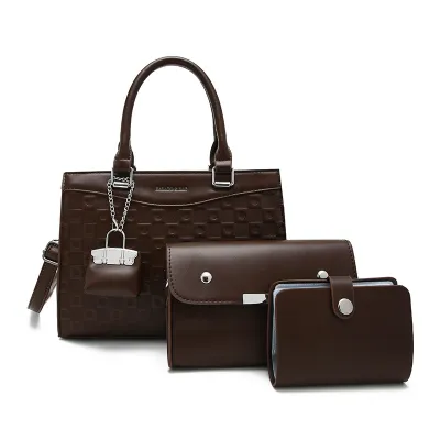 Women Fashion Casual Solid Color Large Capacity Handbag Three-Piece Set