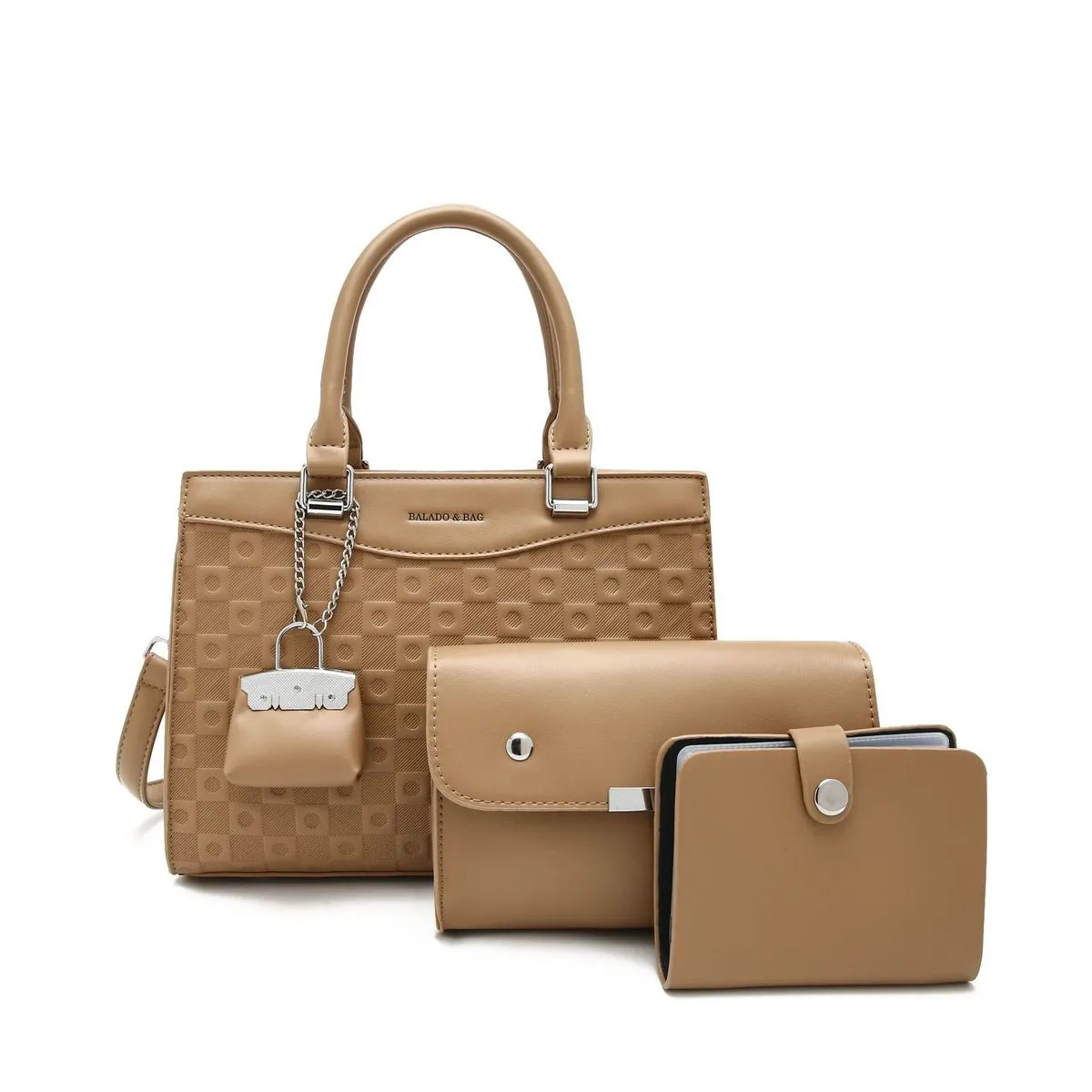 Women Fashion Casual Solid Color Large Capacity Handbag Three-Piece Set