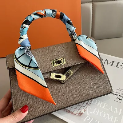 Women Fashion Printed Long Thin Bag Silk Scarf