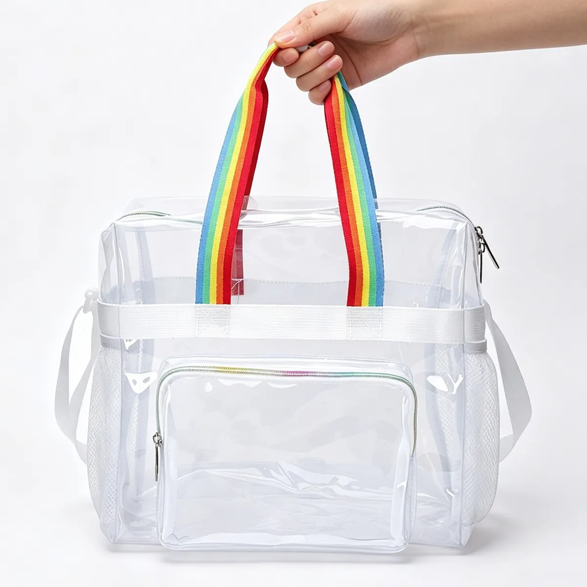 Women Fashion Casual Pvc Waterproof Portable Large Capacity Handbag Clear Bag