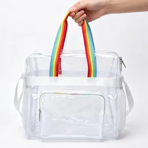 Women Fashion Casual Pvc Waterproof Portable Large Capacity Handbag Clear Bag