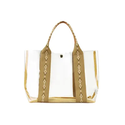 Women Fashion Casual PVC Large Capacity Handbag Clear Tote Bag