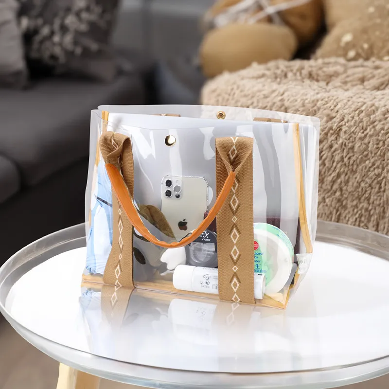 Women Fashion Casual PVC Large Capacity Handbag Clear Tote Bag