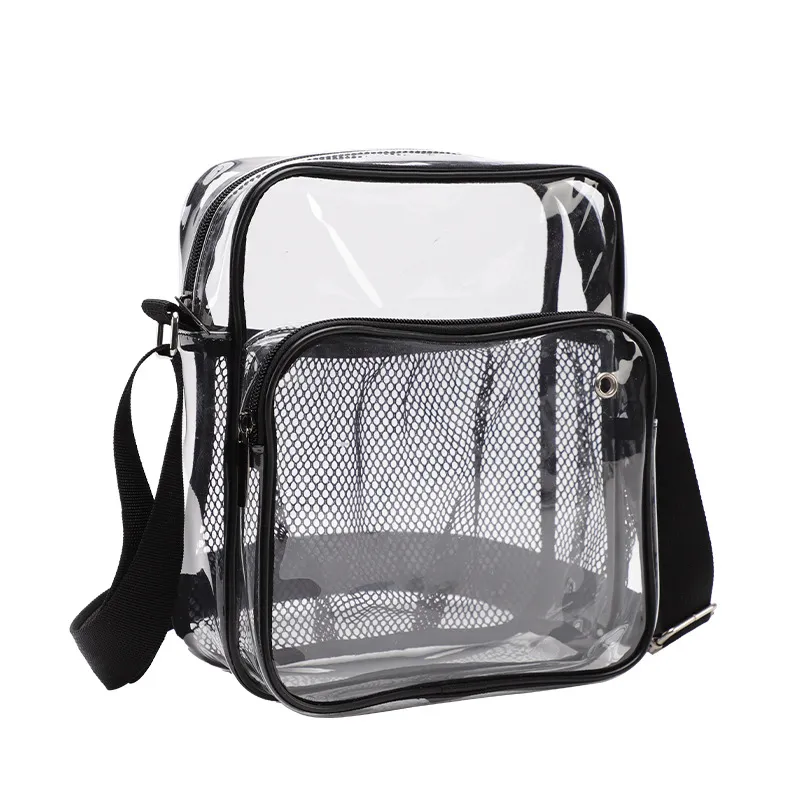 Men Fashion Casual Clear PVC Waterproof Crossbody Bag