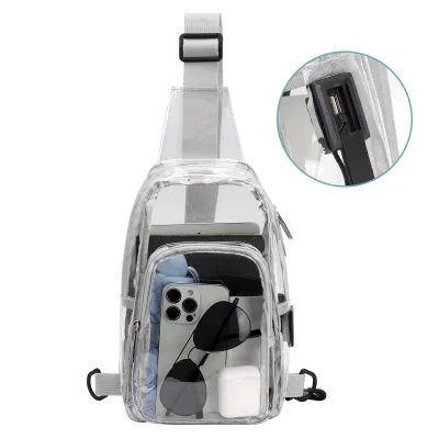Women Fashion Casual Transparent PVC Large Capacity Chest Clear Bag