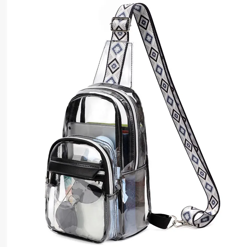 Women Fashion Casual PVC Large Capacity Clear Chest Bag