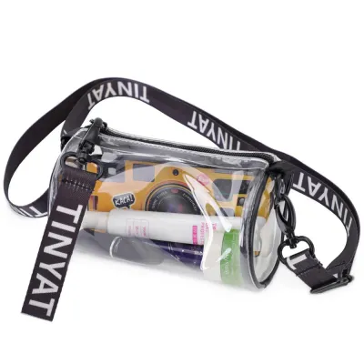 Women Fashion Waterproof PVC Jelly Clear Crossbody Bag Cylinder Transparent