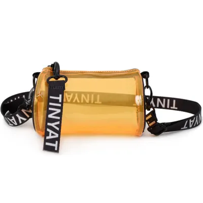 Women Fashion Waterproof PVC Jelly Clear Crossbody Bag Cylinder Transparent