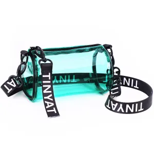 Women Fashion Waterproof PVC Jelly Clear Crossbody Bag Cylinder Transparent