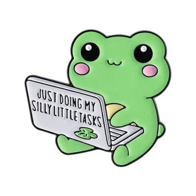 Fashion Cute Cartoon English Letter Slogan Coffee Cat Frog Office Brooch