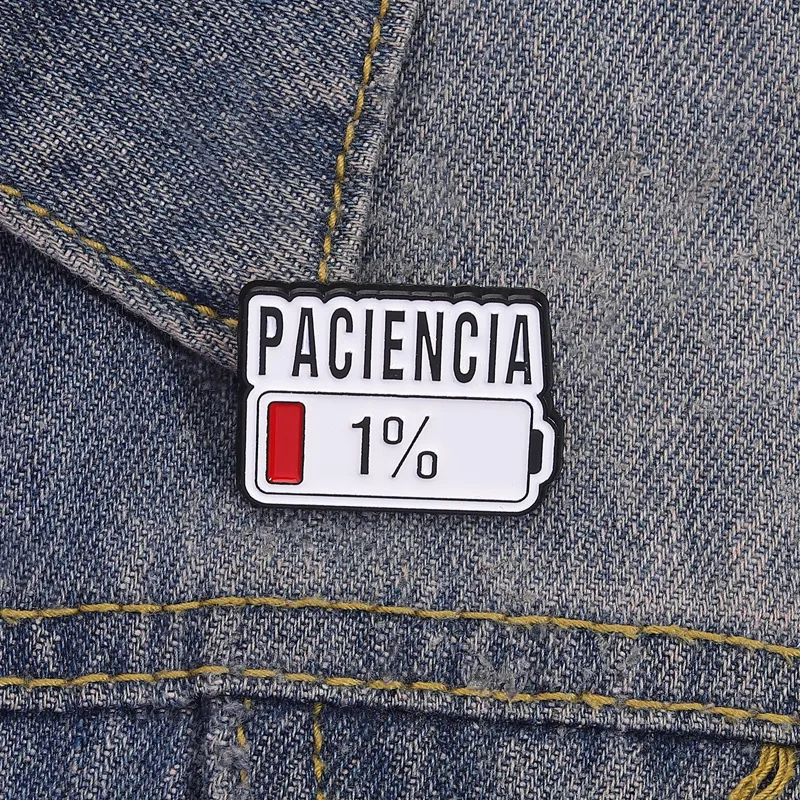 Fashion Cartoon Quotations Patience Only 1% Spanish Brooch Unisex Alloy