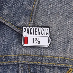 Fashion Cartoon Quotations Patience Only 1% Spanish Brooch Unisex Alloy