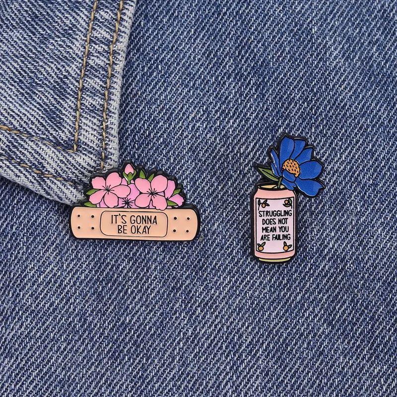 Fashion Creative Fun Cherry Blossom Band-Aid Floral Can Brooch