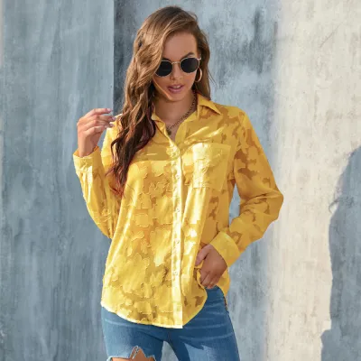 Women Loose Casual Chiffon Long Sleeve Shirt