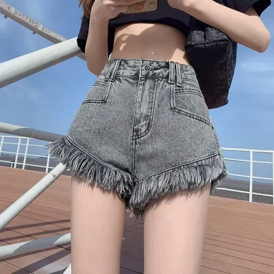 Women Fashion High Waist Pink Denim Shorts
