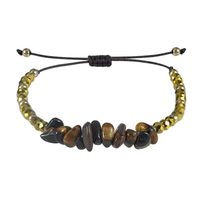 Women's Ethnic Geometric Natural Crystal Gravel Adjustable Bracelet