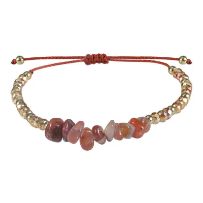 Women's Ethnic Geometric Natural Crystal Gravel Adjustable Bracelet