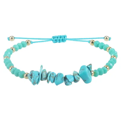 Women's Ethnic Geometric Natural Crystal Gravel Adjustable Bracelet
