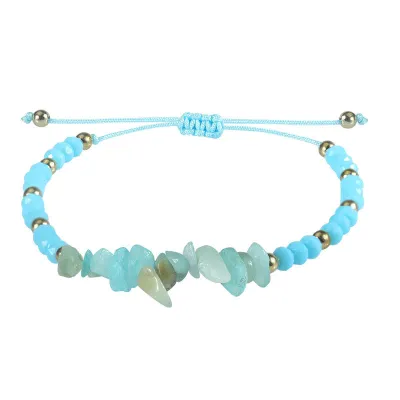 Women's Ethnic Geometric Natural Crystal Gravel Adjustable Bracelet