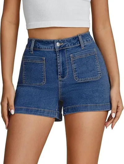 Women Fashion Casual Summer High Stretch High Waist Denim Shorts