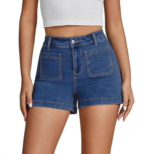 Women Fashion Casual Summer High Stretch High Waist Denim Shorts