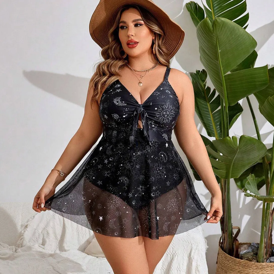 Women Fashion Sexy Plus Size Printed One-Piece Swimsuit