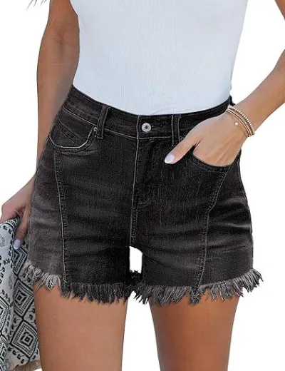 Women Fashion Simple Summer High Waist Denim Shorts