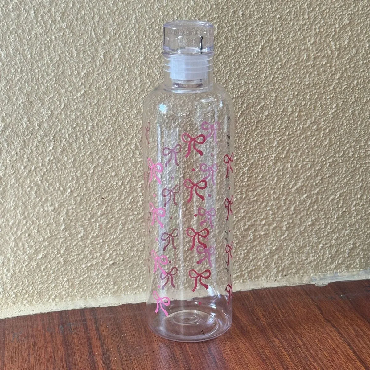 Women Fashion Bowknot Printed Large Capacity 500ml Plastic Water Cup for Home Kitchen