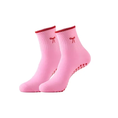 Women Yoga Socks Cherry Embroidered Lemon Bread Pilates Socks Dispensing Sports