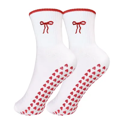 Women Yoga Socks Cherry Embroidered Lemon Bread Pilates Socks Dispensing Sports