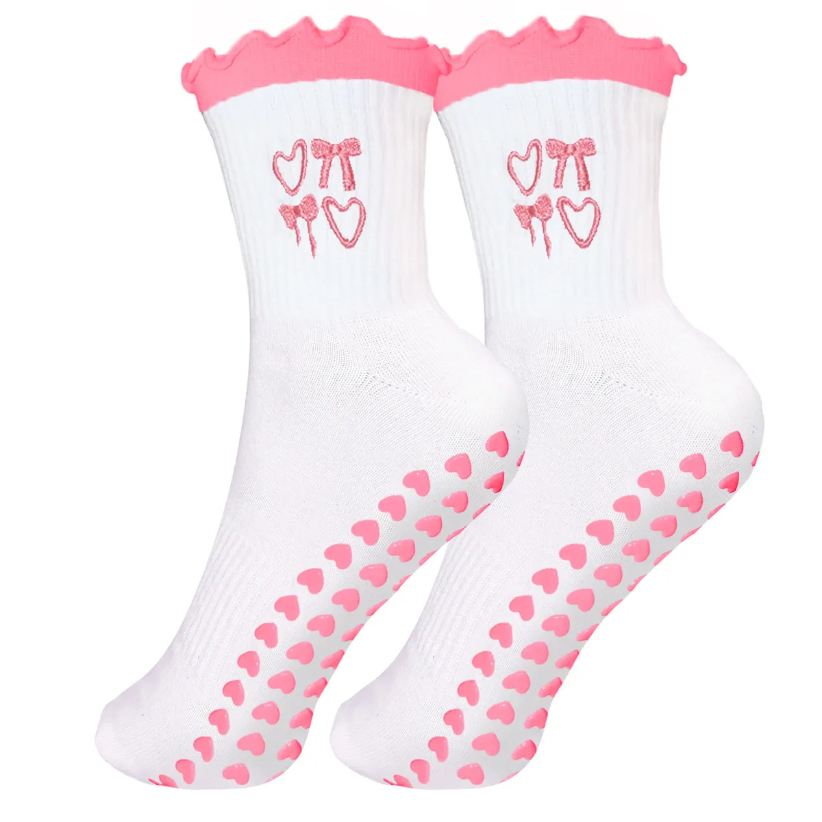 Women Yoga Socks Cherry Embroidered Lemon Bread Pilates Socks Dispensing Sports
