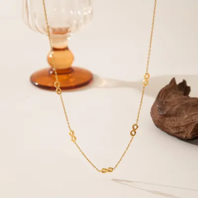 Women Fashion Simple Gold-Plated Smooth Infinity Chain Necklace