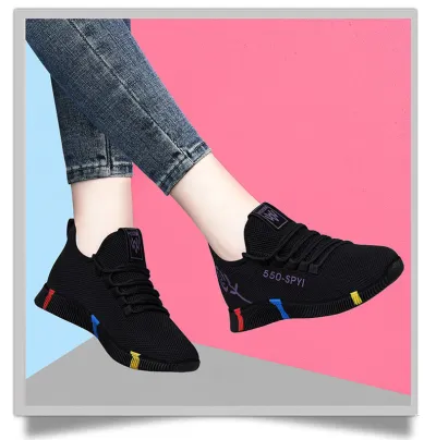 Women Fashion Casual Printed Lace-Up Canvas Wedge Sneakers